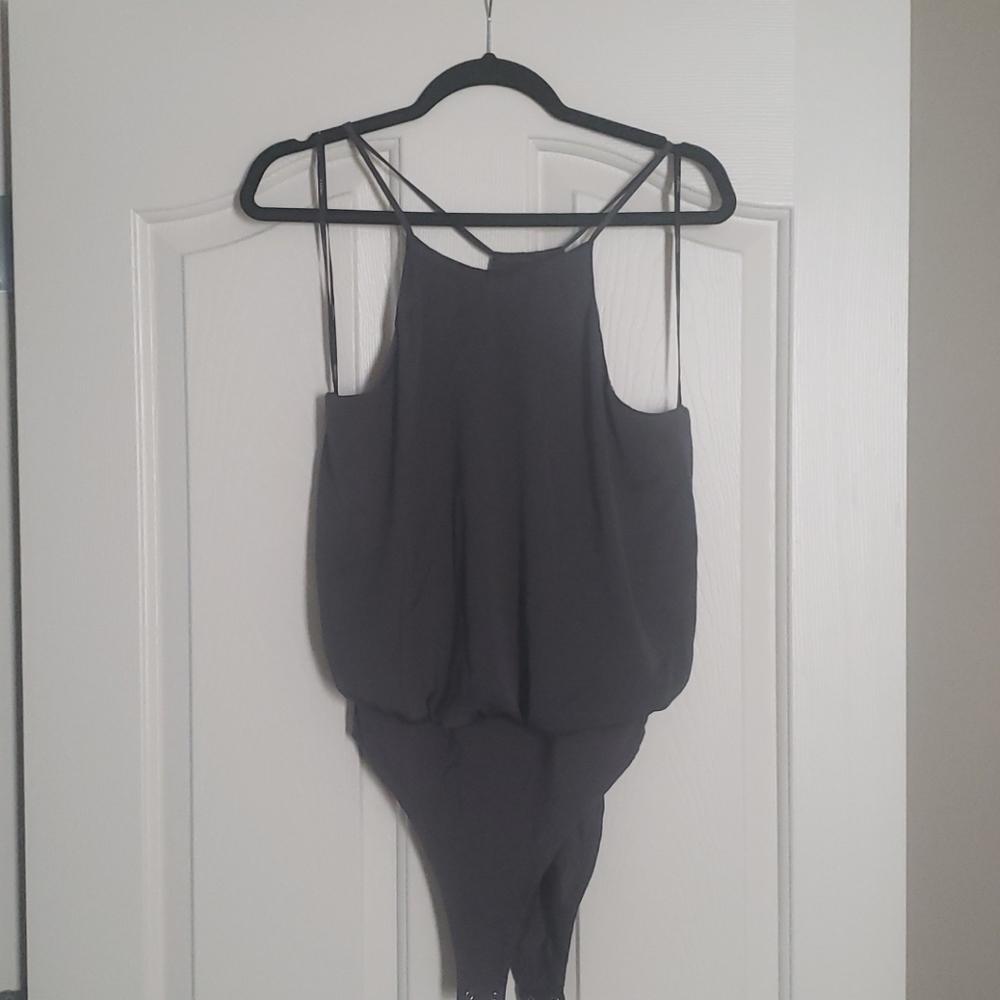 Forever 21 Gray Satin Bodysuit
